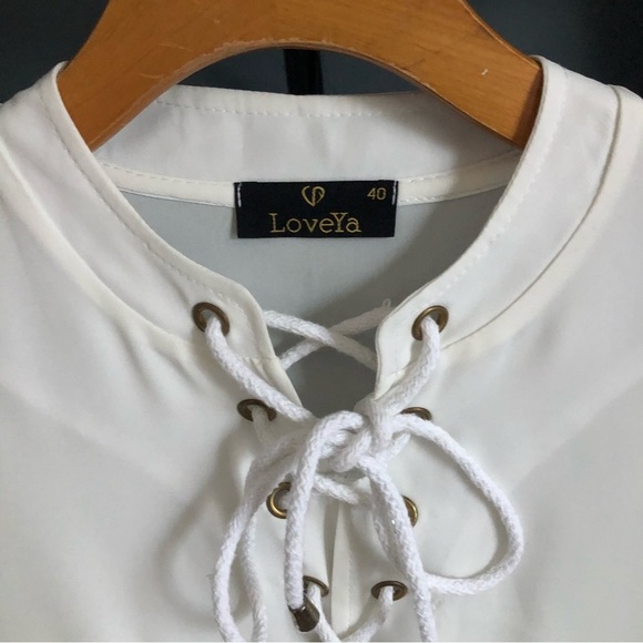 LOVE YA Women’s Long Sleeve White Blouse Size M - Picture 5 of 12